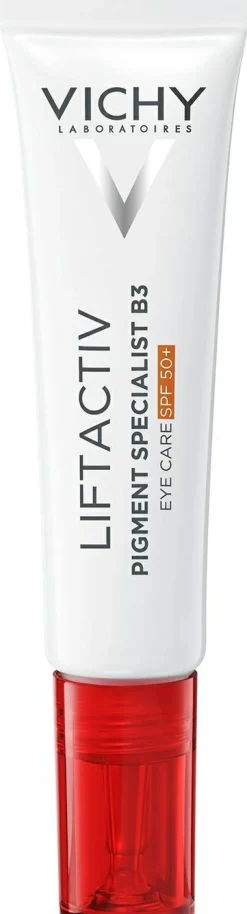 Anti-Aging-Creme zur Korrektur von Pigmentflecken und dunklen Augenringen im Bereich um die Augen, sehr hoher Schutzgrad SPF50+