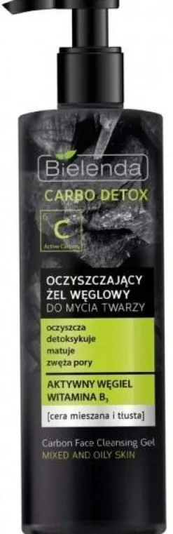 Detox Gesichtsreinigungsgel mit Aktivkohle und Vitamin B für fettige und Mischhaut