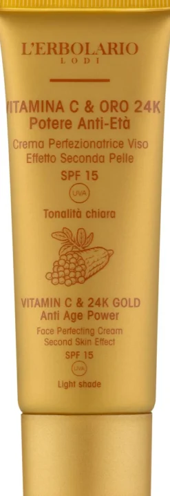 Gesichtscreme mit Vitamin C und 24 Karat Gold, helle Farbe
