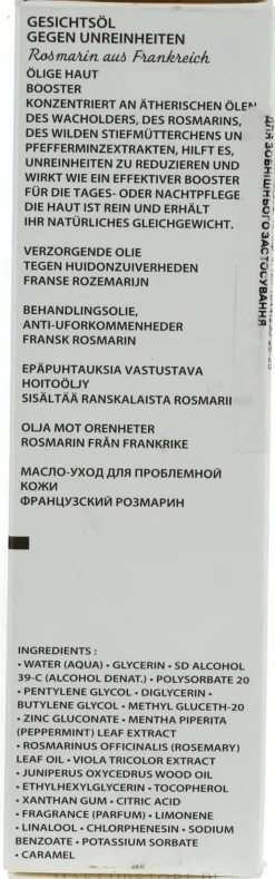 Gesichtspflegeöl gegen Unvollkommenheiten für fettige Haut mit französischem Rosmarin