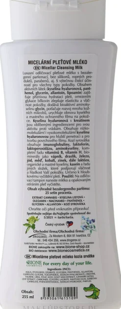 Gesichtsreinigungsmilch für empfindliche Haut mit Ziegenmilch