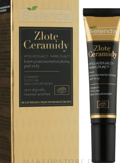 Glättende und feuchtigkeitsspendende Anti-Falten Creme für die Augenpartie mit Ceramiden, 24K Gold und Hyaluronsäure für reife und empfindliche Haut
