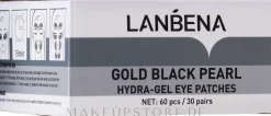 Hydrogel-Augenpatches mit goldenen und schwarzen Perlen