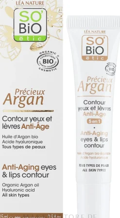 5in1 Anti-Aging Augen- und Lippenkonturcreme mit Bio Arganöl und Hyaluronsäure