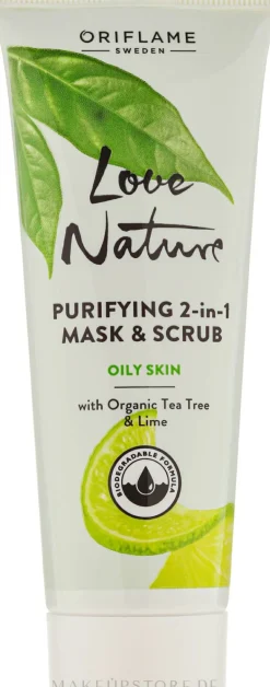 2in1 Klärendes Gesichtspeeling & Maske mit Teebaum und Limette