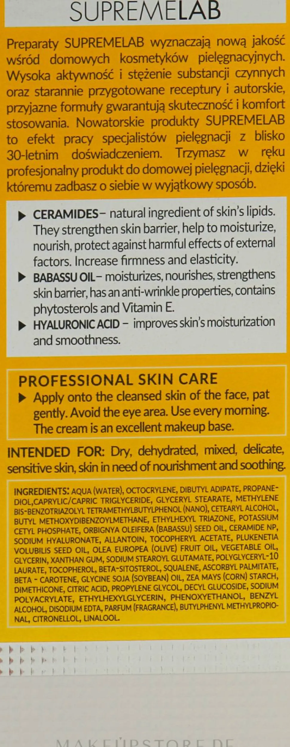 Intensiv pflegende Tagescreme mit Ceramiden SPF30