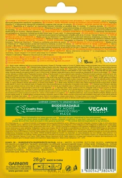 Intensiv feuchtigkeitsspendende und aufhellende Tuchmaske für das Gesicht mit Vitamin C und Hyaluronsäure