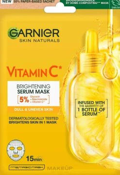 Intensiv feuchtigkeitsspendende und aufhellende Tuchmaske für das Gesicht mit Vitamin C und Hyaluronsäure