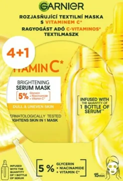 Intensiv feuchtigkeitsspendende und aufhellende Tuchmaske für das Gesicht mit Vitamin C und Hyaluronsäure