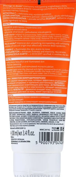 Reinigendes Gesichtspeeling mit Mikropartikeln und Vitamin C für strahlende und frische Haut