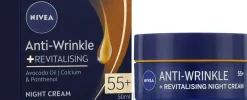 Revitalisierende Anti-Falten Nachtcreme mit Avocadoöl, Panthenol und Kalzium 55+