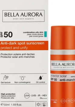 Sonnenschutzgel-Creme gegen Pigmentflecken für gemischte und fettige Gesichtshaut SPF 50